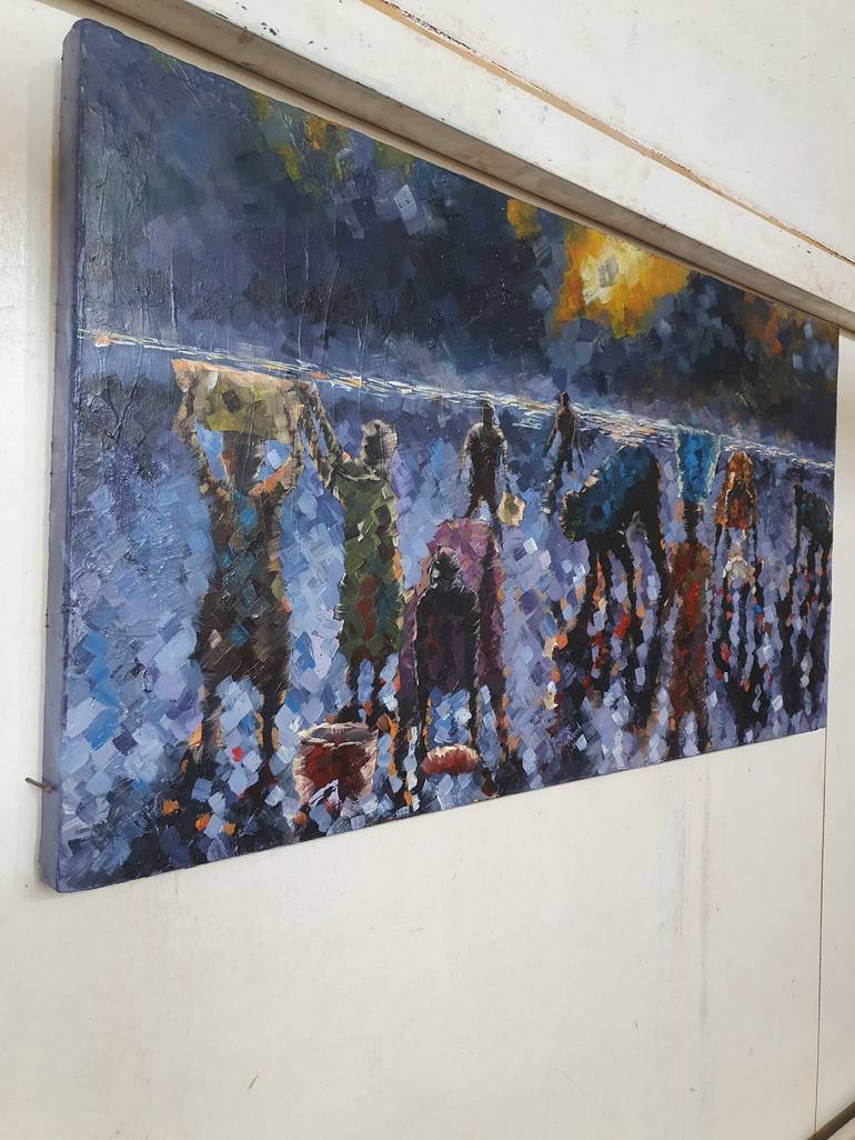 Original Impressionism Rural life Painting by Bugingo Noah