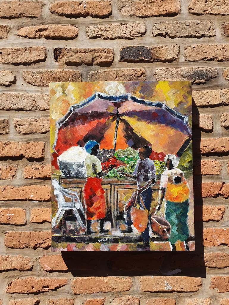 Original Fine Art Rural life Painting by Bugingo Noah