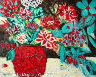 Print of Expressionism Floral Paintings by Meghana Gauthier