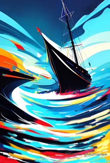 Print of Abstract Seascape Digital by Tatsiana Yelistratava