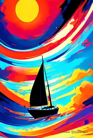Print of Abstract Seascape Digital by Tatsiana Yelistratava