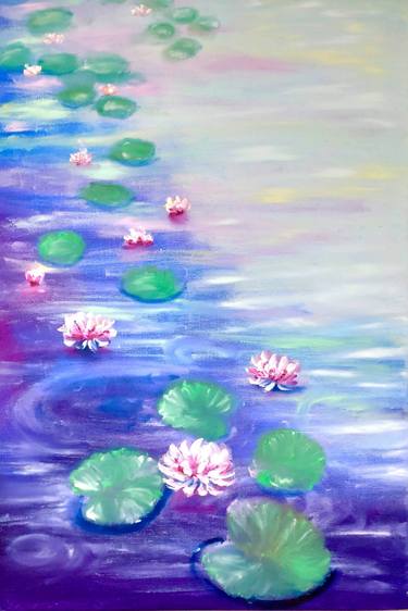 Water lily awakening,part 1 ( fingertips painting technique) thumb