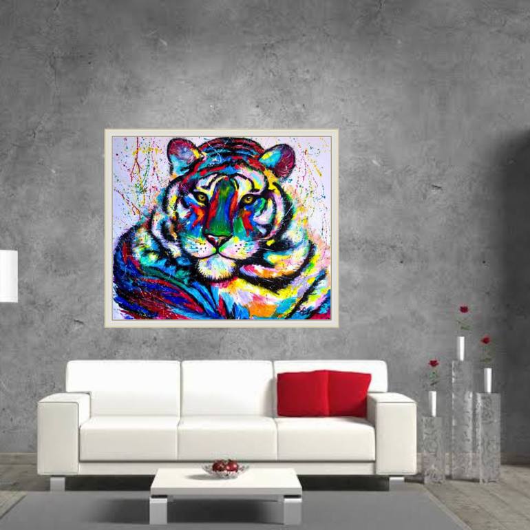 Original Abstract Expressionism Animal Painting by Tatsiana Yelistratava