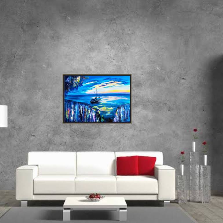 Original Abstract Seascape Painting by Tatsiana Yelistratava