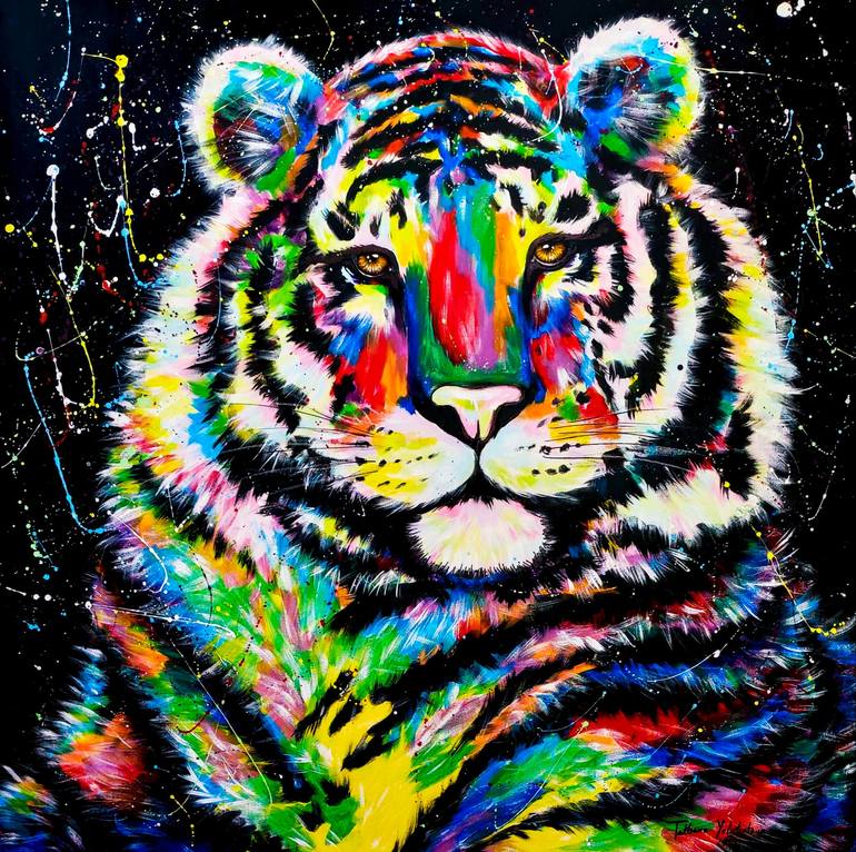 BE BRAVE. Tiger pop art, street art colorful animals painting. Painting by  Tatsiana Yelistratava | Saatchi Art
