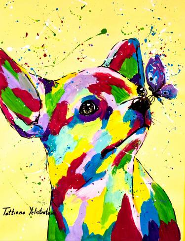 Print of Dogs Paintings by Tatsiana Yelistratava