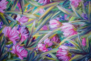 Original Abstract Floral Paintings by Tatsiana Yelistratava