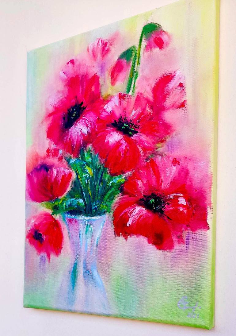 Original Abstract Floral Painting by Tatsiana Yelistratava