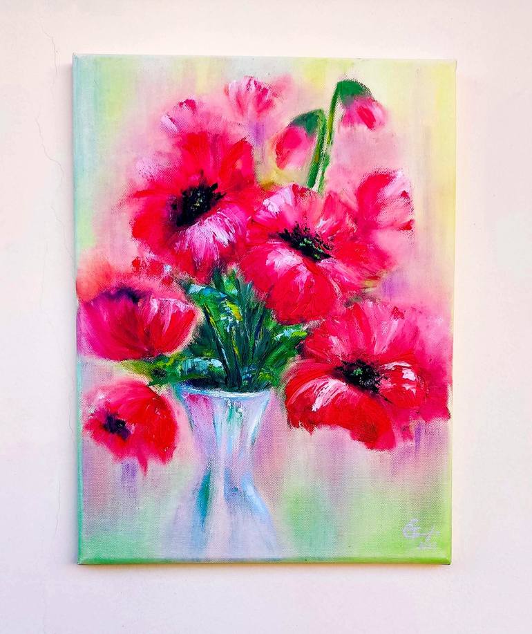 Original Abstract Floral Painting by Tatsiana Yelistratava