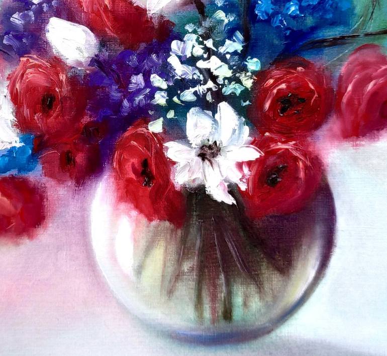 Original Art Deco Floral Painting by Tatsiana Yelistratava