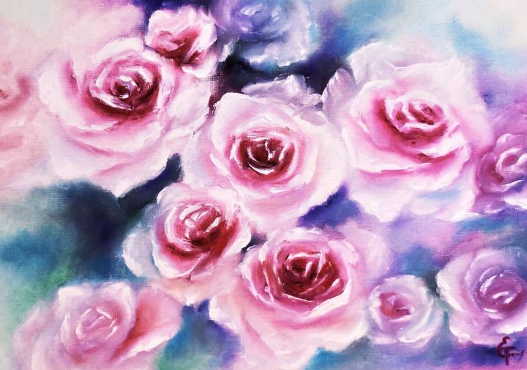 Original Abstract Expressionism Floral Paintings by Tatsiana Yelistratava