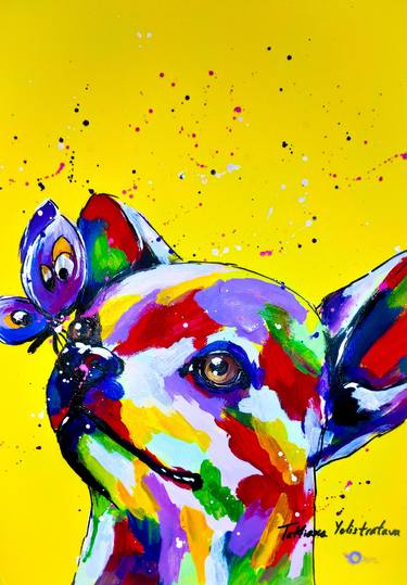 Original Abstract Expressionism Dogs Paintings by Tatsiana Yelistratava