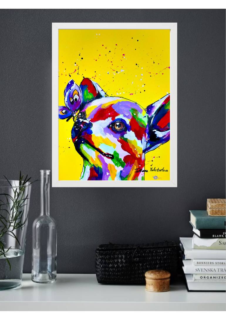 Original Abstract Expressionism Dogs Painting by Tatsiana Yelistratava
