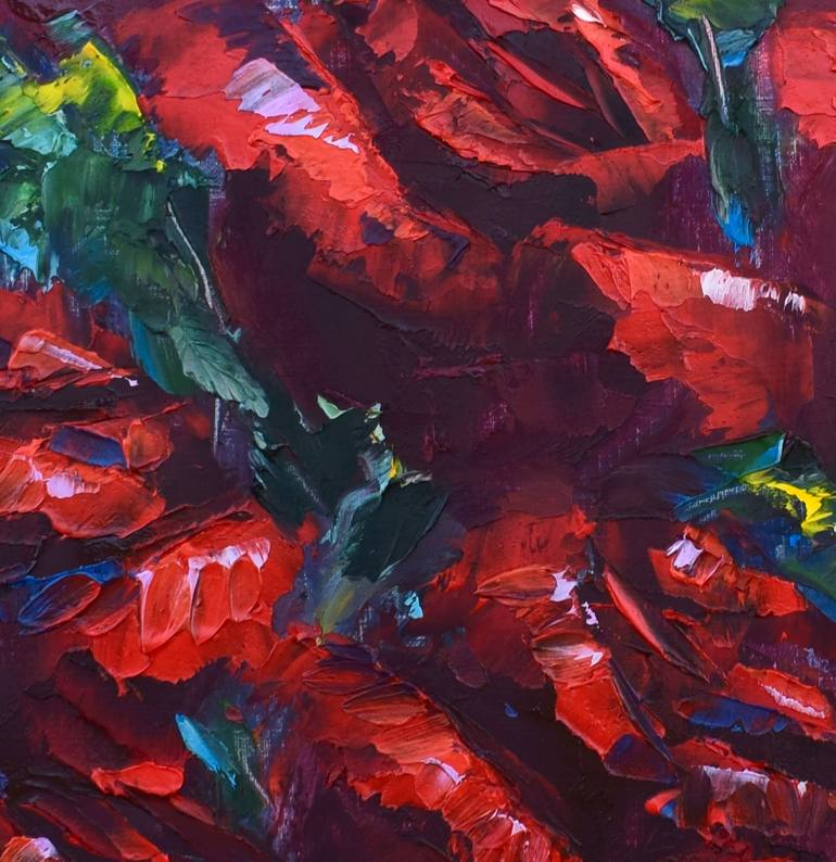 Original Abstract Expressionism Floral Painting by Tatsiana Yelistratava