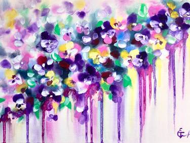 Original Abstract Floral Paintings by Tatsiana Yelistratava