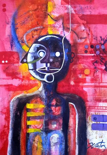 Original Abstract Men Mixed Media by Daniel Victor