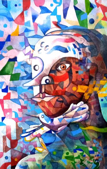 Original Abstract Expressionism People Painting by Daniel Victor