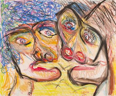Original Expressionism People Drawing by Jonathan Levin