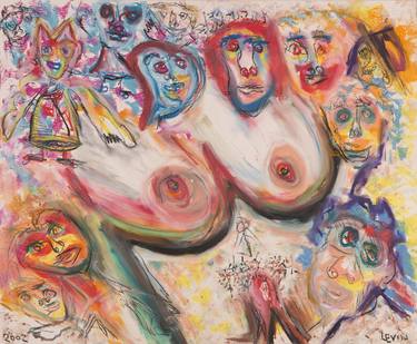 Original Abstract Expressionism Nude Drawings by Jonathan Levin