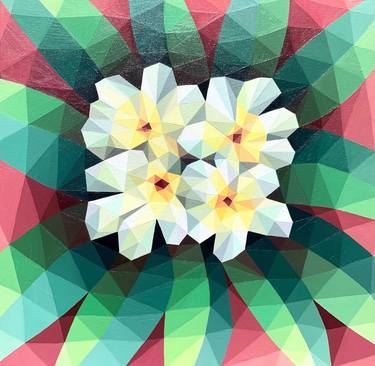 WHITE ABSTRACT TROPICAL FLOWERS thumb