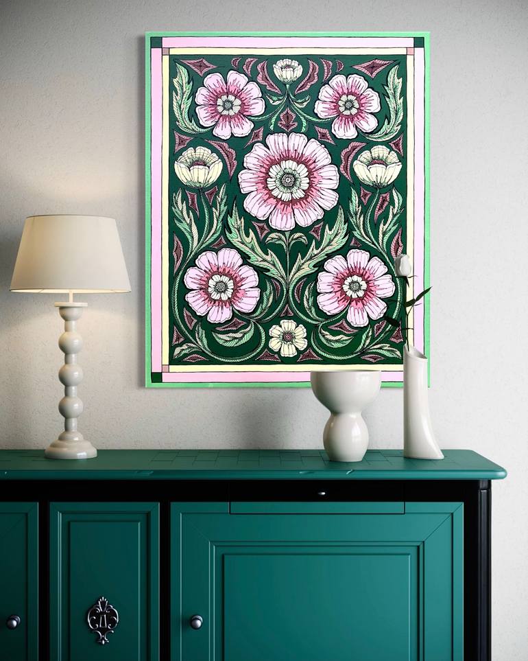 Original Art Deco Botanic Painting by Maria Tuzhilkina