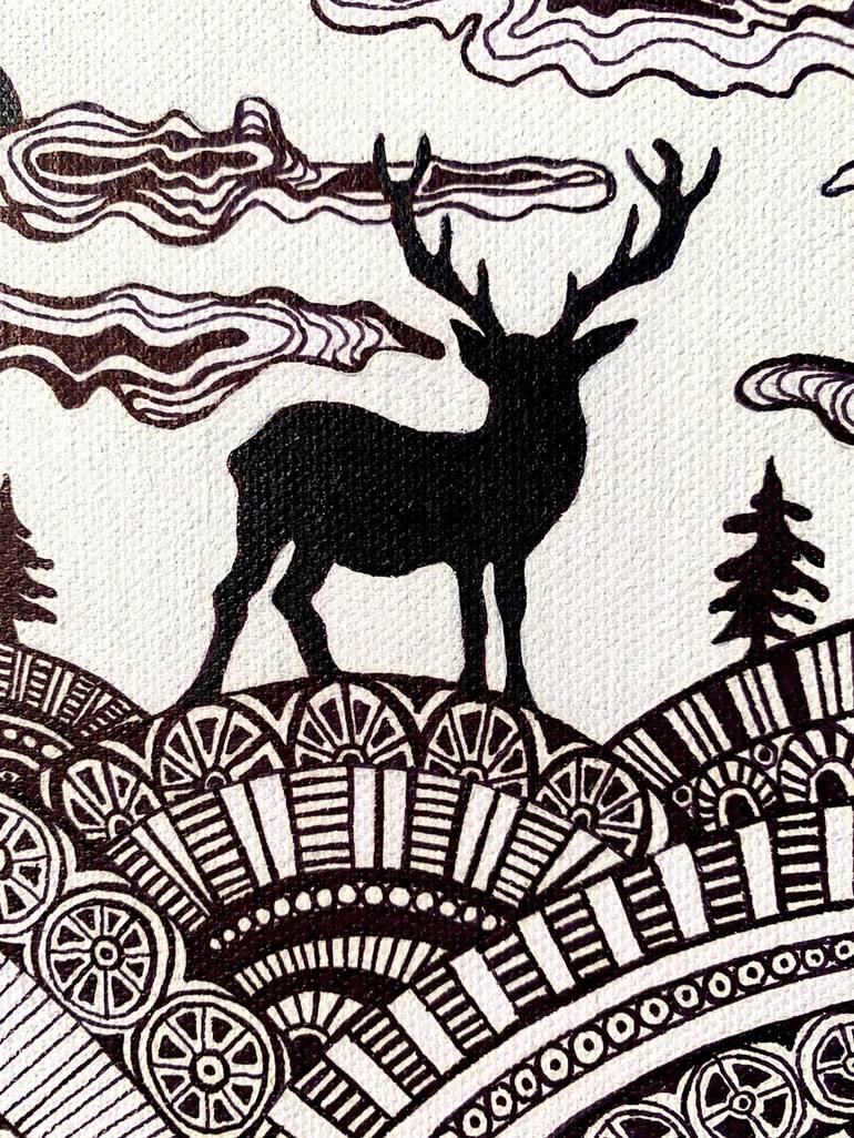 Original Geometric Landscape Painting by Maria Tuzhilkina