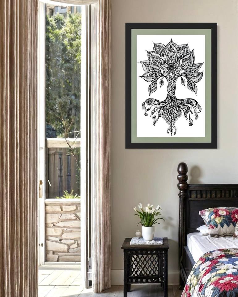 Original Contemporary Botanic Drawing by Maria Tuzhilkina