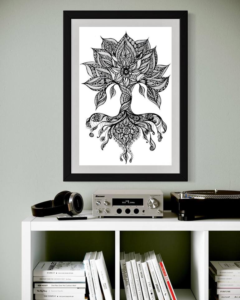 Original Contemporary Botanic Drawing by Maria Tuzhilkina