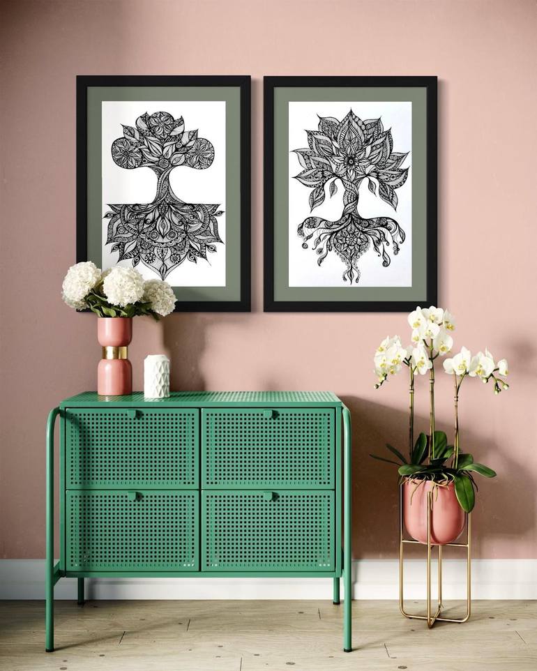 Original Contemporary Floral Drawing by Maria Tuzhilkina
