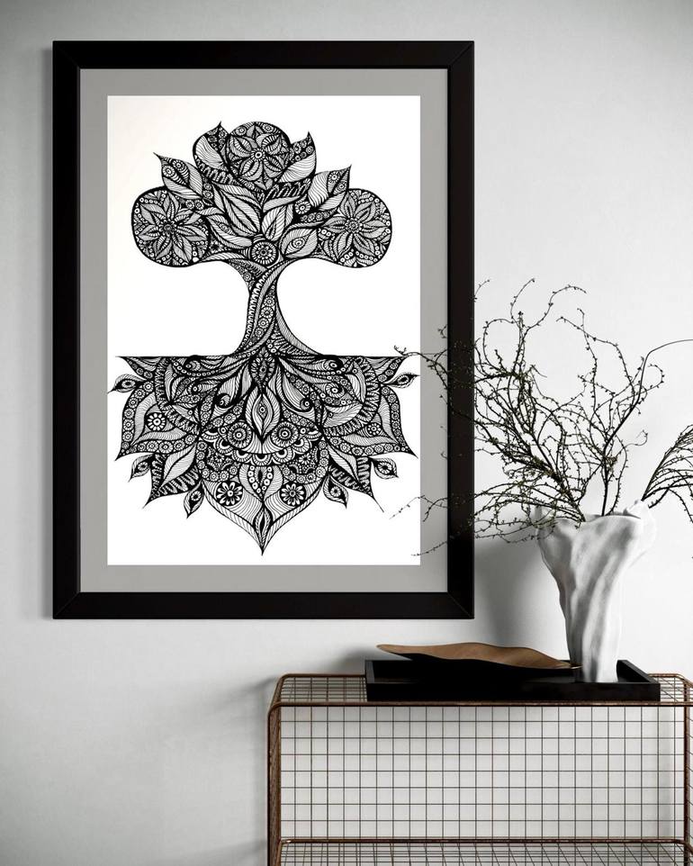 Original Contemporary Floral Drawing by Maria Tuzhilkina