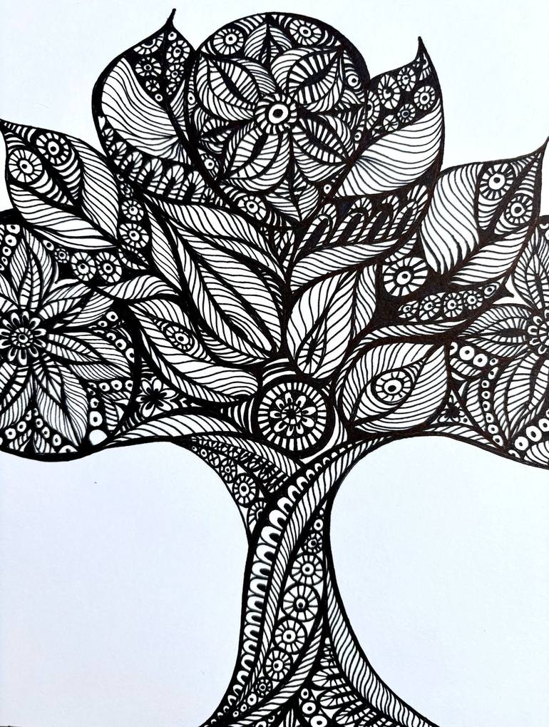 Original Contemporary Floral Drawing by Maria Tuzhilkina