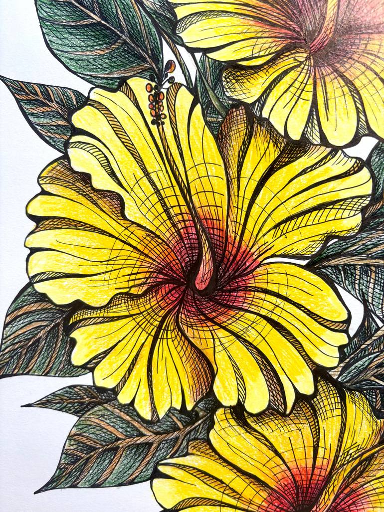 Original Contemporary Botanic Drawing by Maria Tuzhilkina