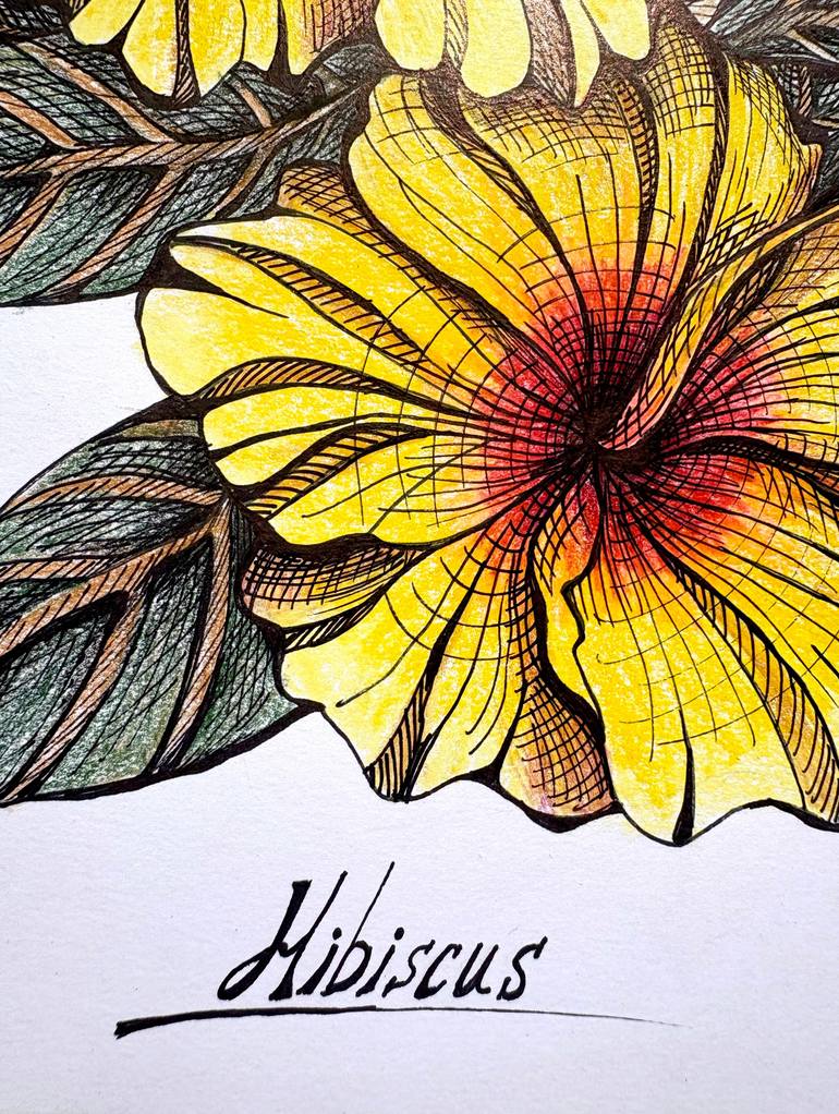 Original Contemporary Botanic Drawing by Maria Tuzhilkina