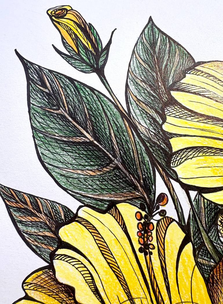 Original Contemporary Botanic Drawing by Maria Tuzhilkina