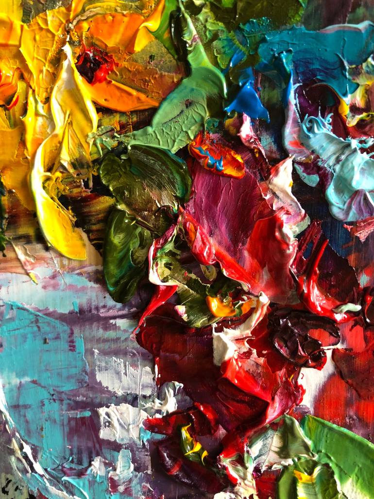Original Abstract Expressionism Floral Painting by Olha Stas
