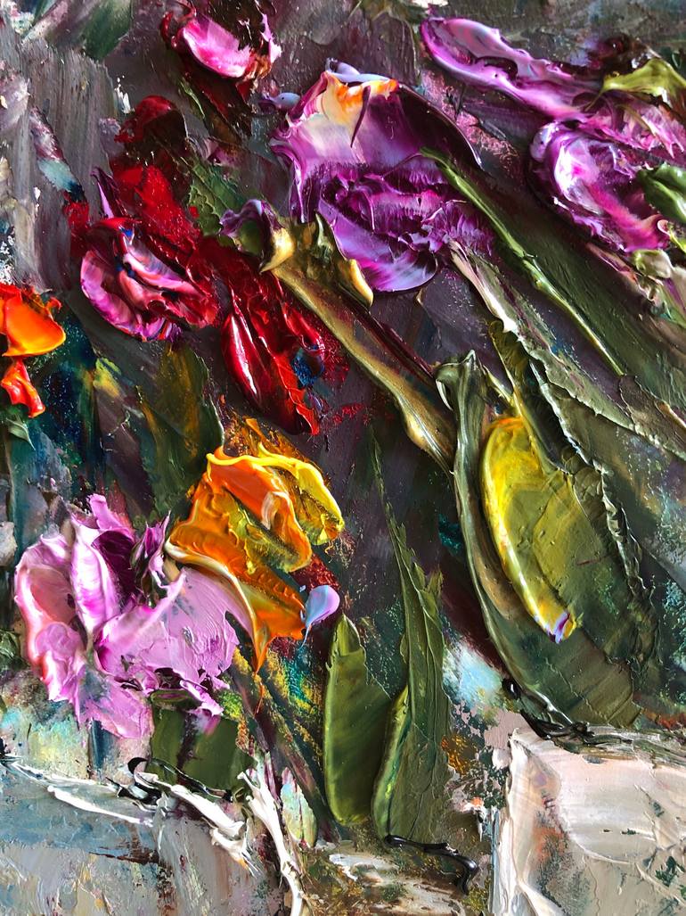 Original Abstract Floral Painting by Olha Stas