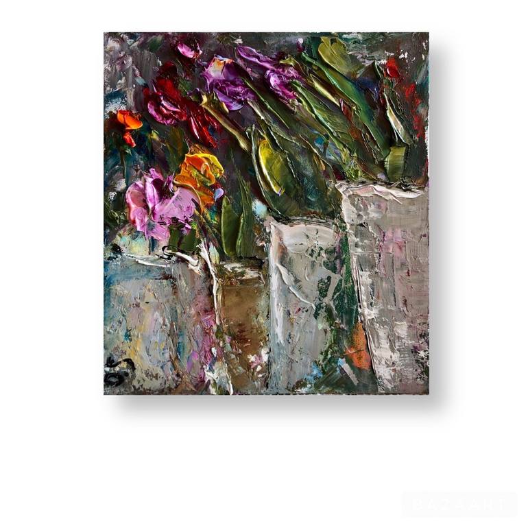 Original Abstract Floral Painting by Olha Stas