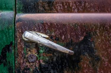 Old, Wet Door Handle Of An Abandoned Truck thumb