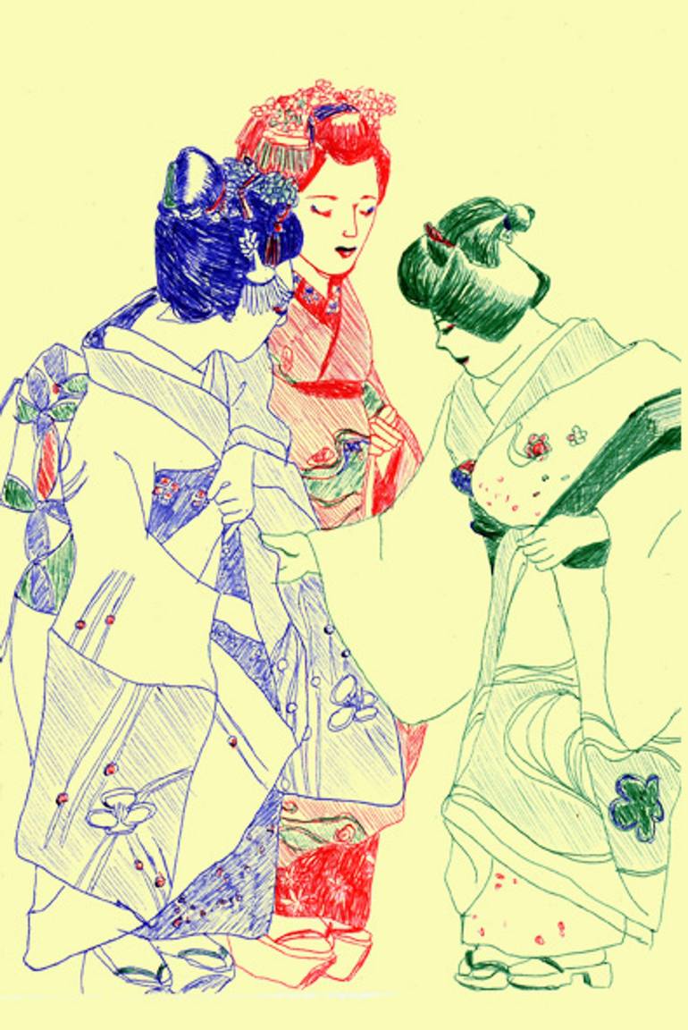 Maiko-san Drawing by TOMOKO FURUYA | Saatchi Art