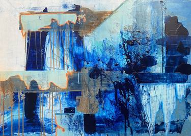 blue abstract painting , medium abstract , 50*70cm, acrylic art thumb