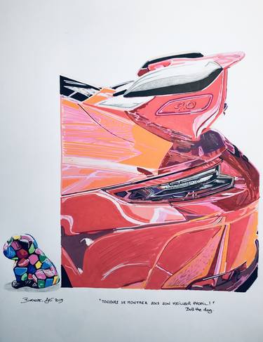 Original Pop Art Automobile Painting by BIXHOPE ART