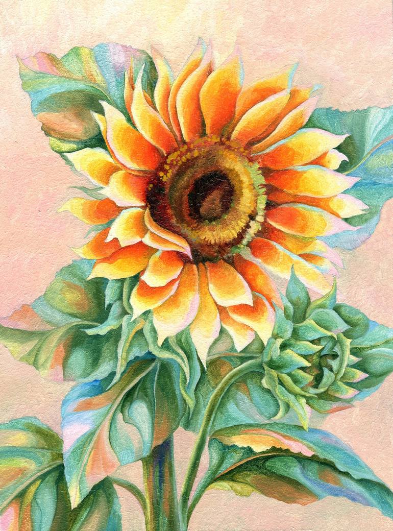 oil painting original botanical painting floral painting Sunflower sunflower decor sunflower painting floral oil painting