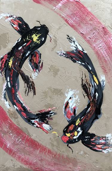Original Abstract Fish Painting by Lola Bellalaart
