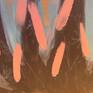 Abstract painting in pink, blue , yellow and black. Acrylic on canvas
