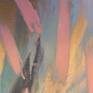 Abstract painting in pink, blue , yellow and black. Acrylic on canvas