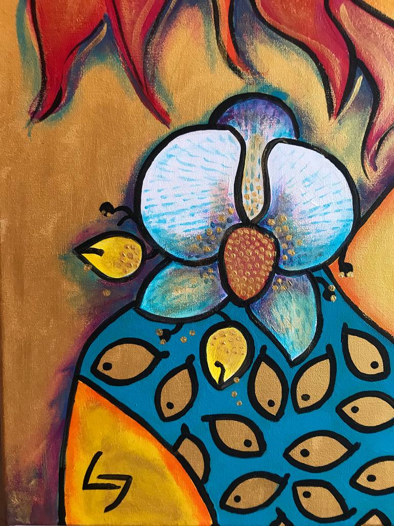 Original Art Deco Floral Painting by Ljubow Jung
