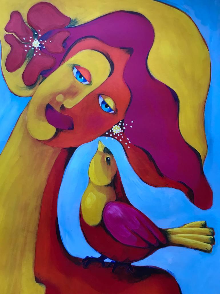 Original Art Deco Animal Painting by Ljubow Jung