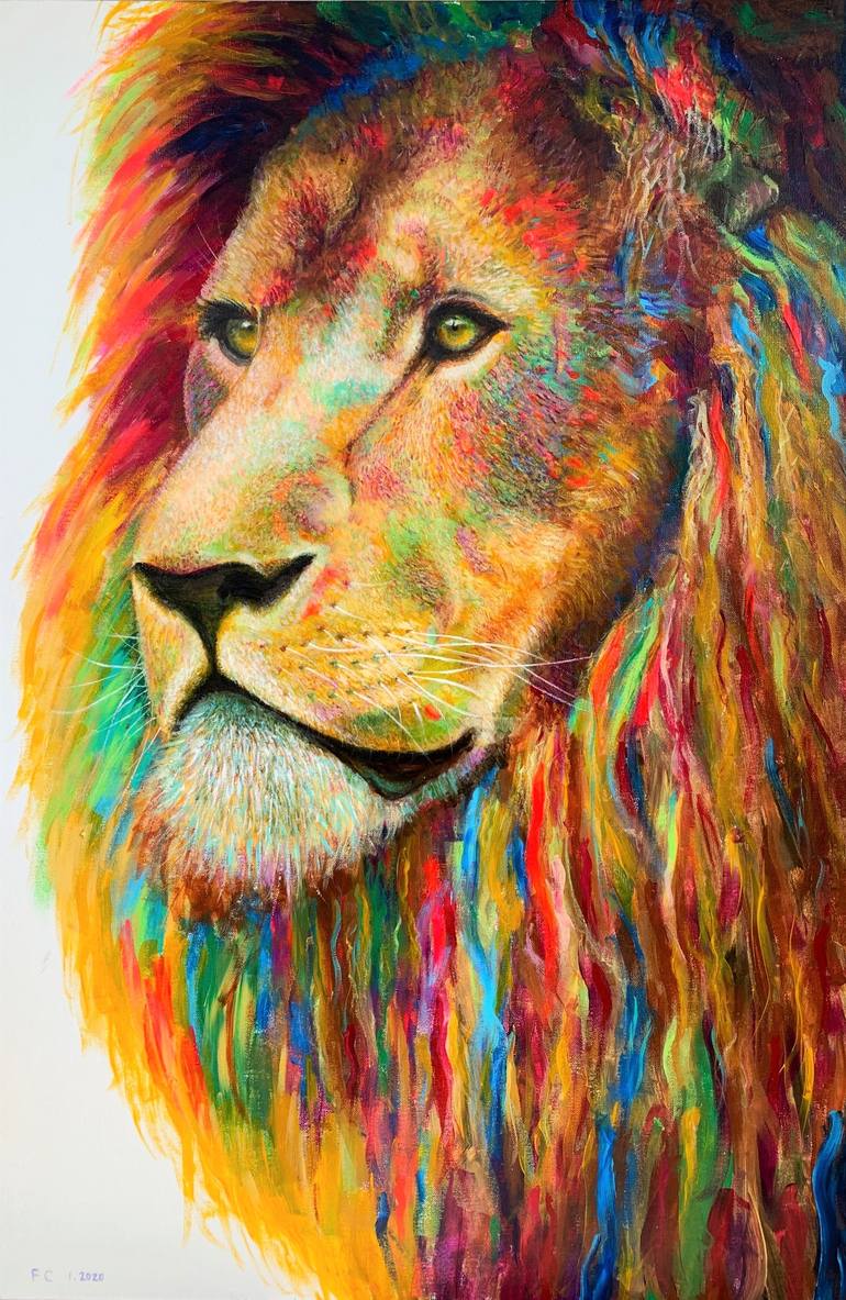 The King of the Pride Painting by Fred Ci | Saatchi Art