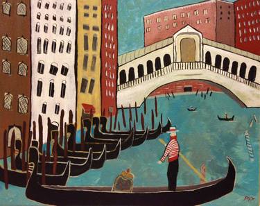 Original Folk Cities Paintings by Paulette Licitra