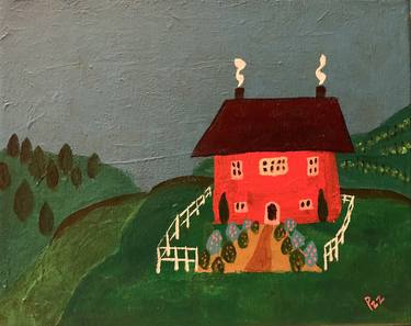 Original Folk Home Paintings by Paulette Licitra